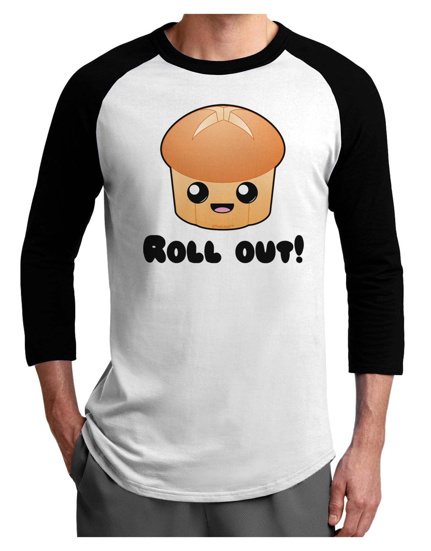 Roll Out Cute Roll Adult Raglan Shirt-TooLoud-White-Black-X-Small-Davson Sales