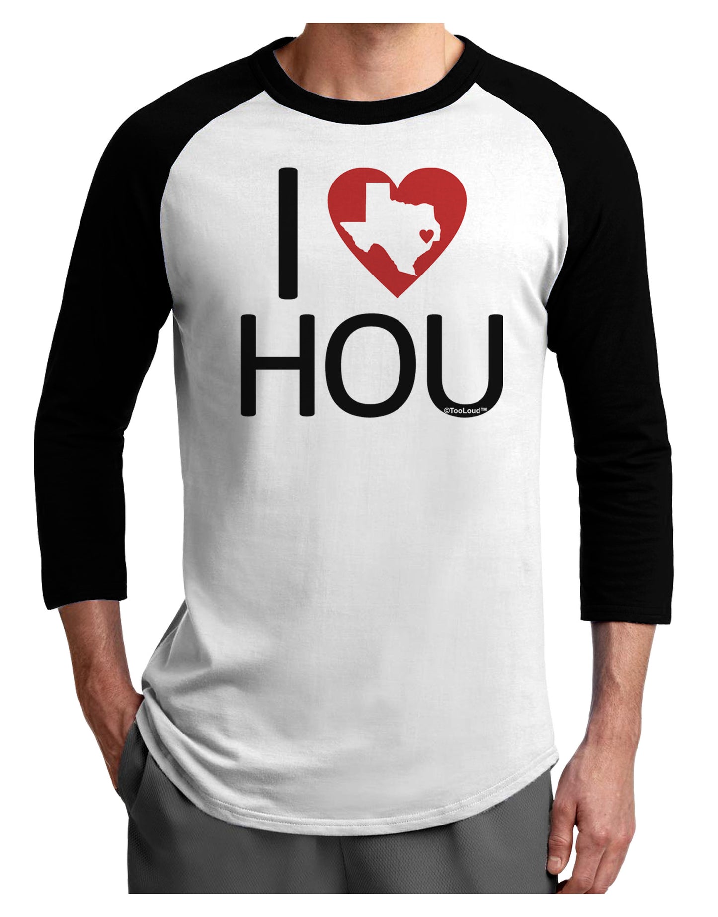 I Heart Houston Adult Raglan Shirt-Raglan Shirt-TooLoud-White-Black-X-Small-Davson Sales