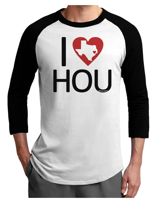 I Heart Houston Adult Raglan Shirt-Raglan Shirt-TooLoud-White-Black-X-Small-Davson Sales