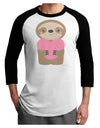 Cute Valentine Sloth Holding Heart Adult Raglan Shirt by TooLoud-TooLoud-White-Black-X-Small-Davson Sales