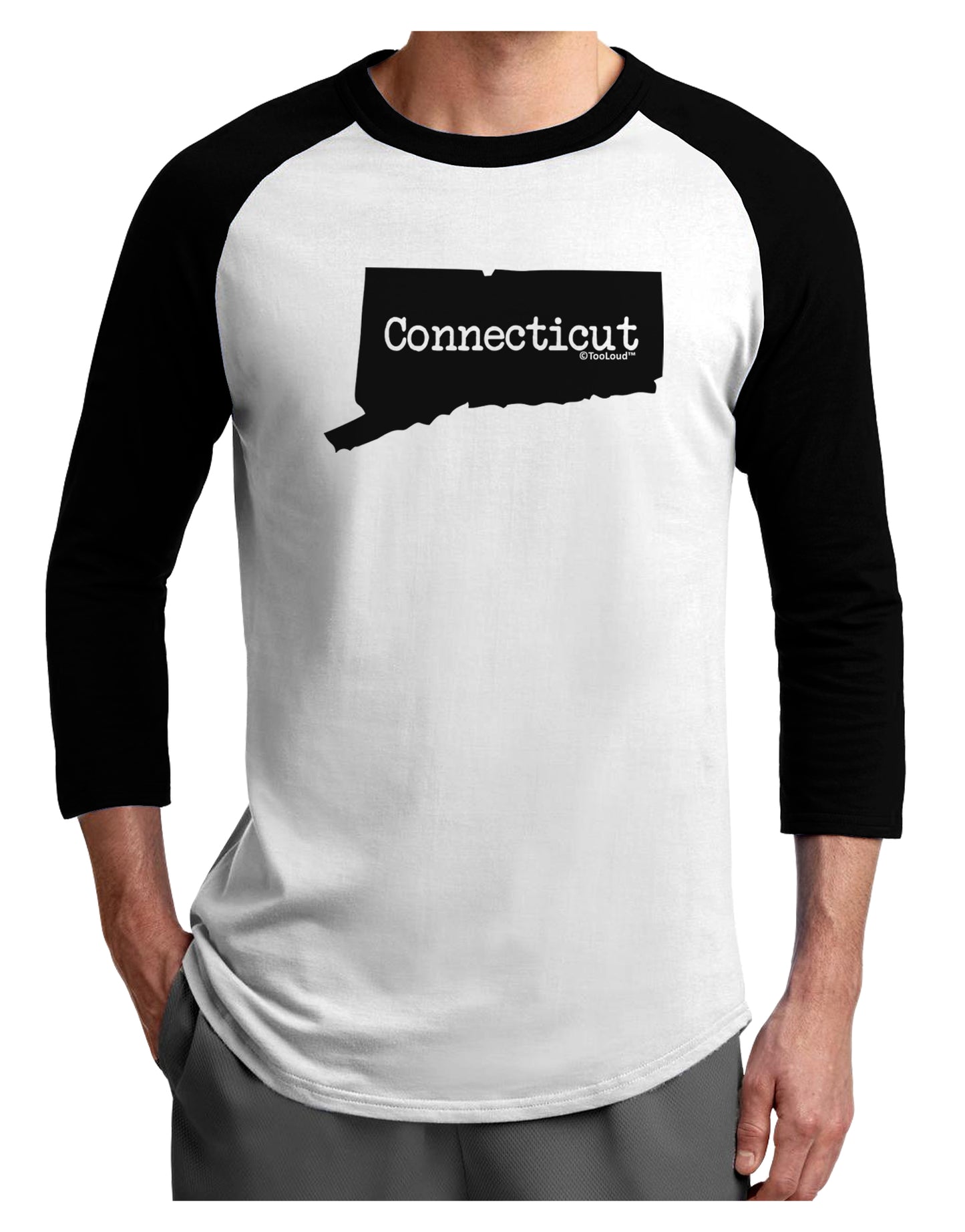 Connecticut - United States Shape Adult Raglan Shirt by TooLoud-TooLoud-White-Black-X-Small-Davson Sales