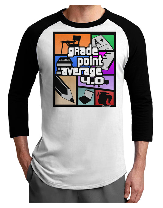 GPA 4 - Grade Point Average Adult Raglan Shirt-Raglan Shirt-TooLoud-White-Black-X-Small-Davson Sales
