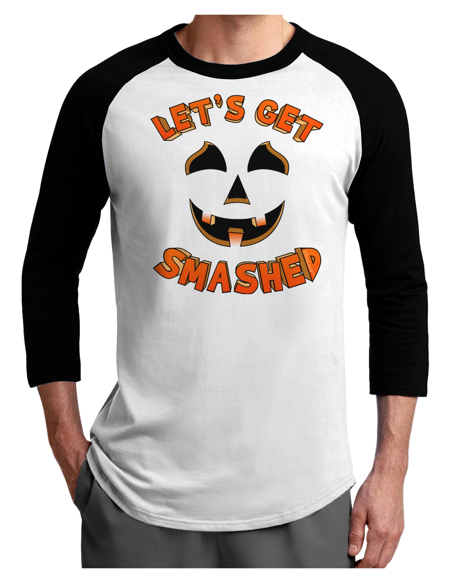 Let's Get Smashed Pumpkin Adult Raglan Shirt by TooLoud-TooLoud-White-Black-X-Small-Davson Sales