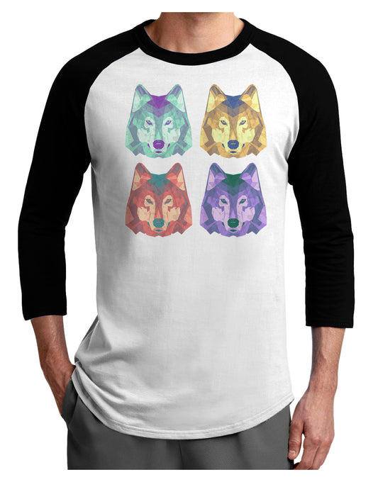 Geometric Wolf Head Pop Art Adult Raglan Shirt-TooLoud-White-Black-X-Small-Davson Sales