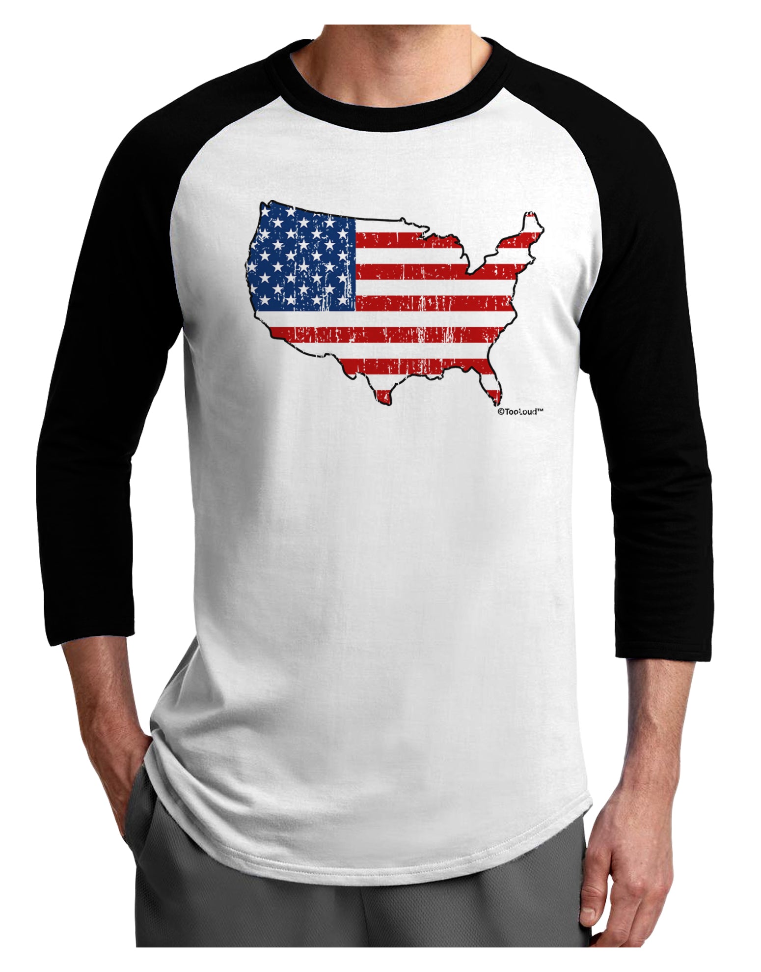 United States Cutout - American Flag Distressed Adult Raglan Shirt by TooLoud-TooLoud-White-Black-X-Small-Davson Sales