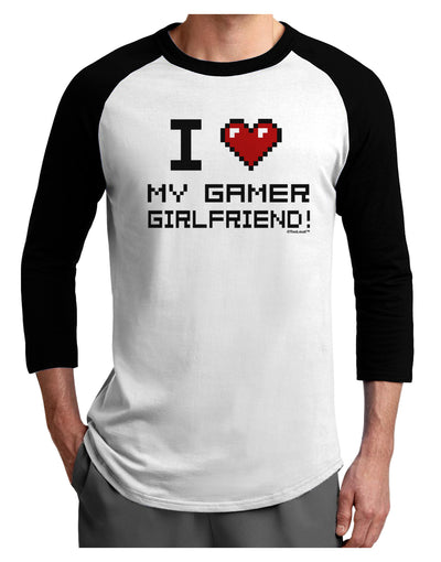 I Heart My Gamer Girlfriend Adult Raglan Shirt-TooLoud-White-Black-X-Small-Davson Sales