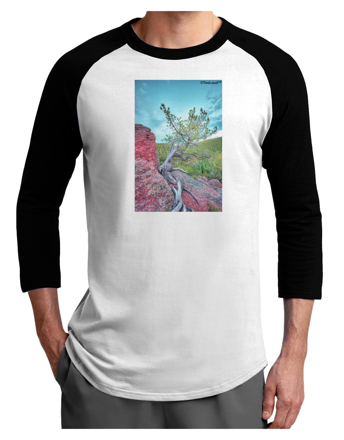 CO Cliffside Tree Adult Raglan Shirt-Raglan Shirt-TooLoud-White-Black-X-Small-Davson Sales