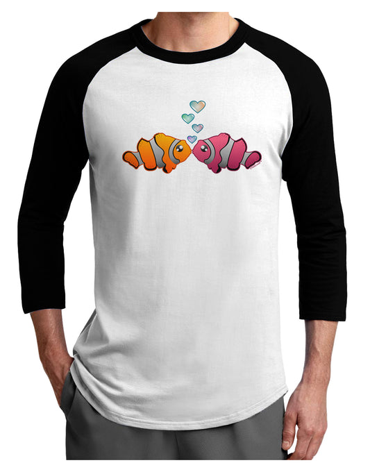 Kissy Clownfish Adult Raglan Shirt-Raglan Shirt-TooLoud-White-Black-X-Small-Davson Sales
