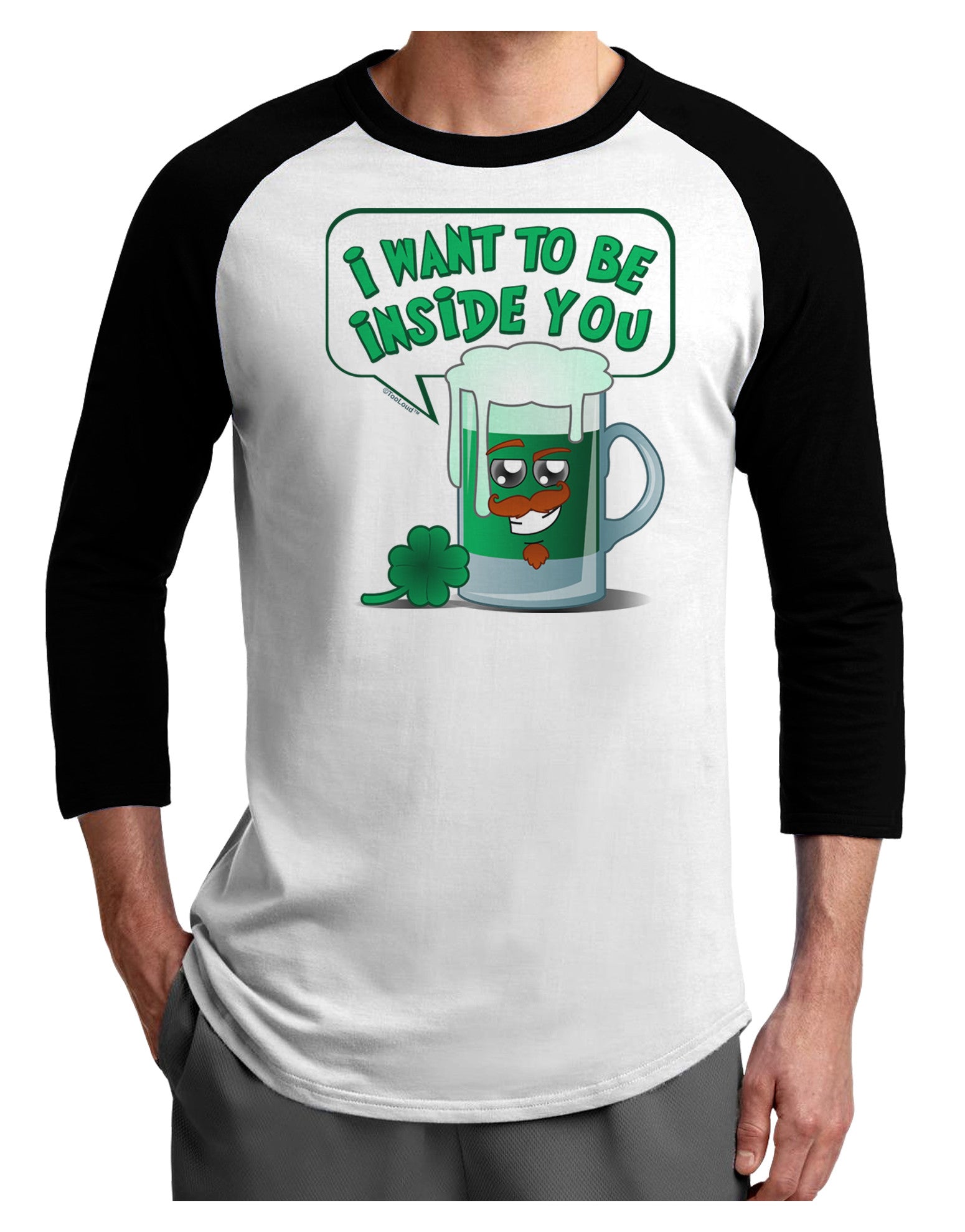Green Beer - Inside You Adult Raglan Shirt-Raglan Shirt-TooLoud-White-Black-X-Small-Davson Sales