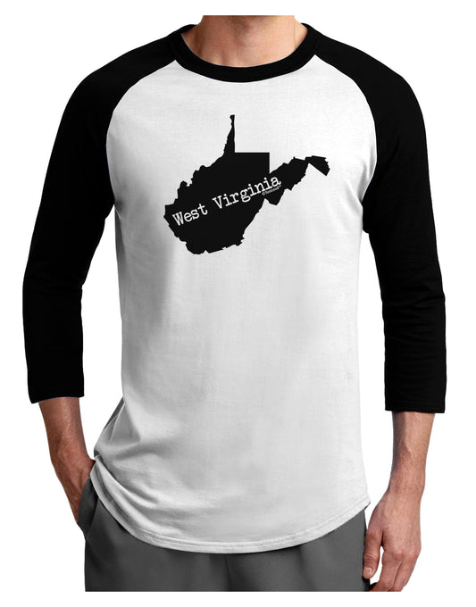 West Virginia - United States Shape Adult Raglan Shirt-Raglan Shirt-TooLoud-White-Black-X-Small-Davson Sales