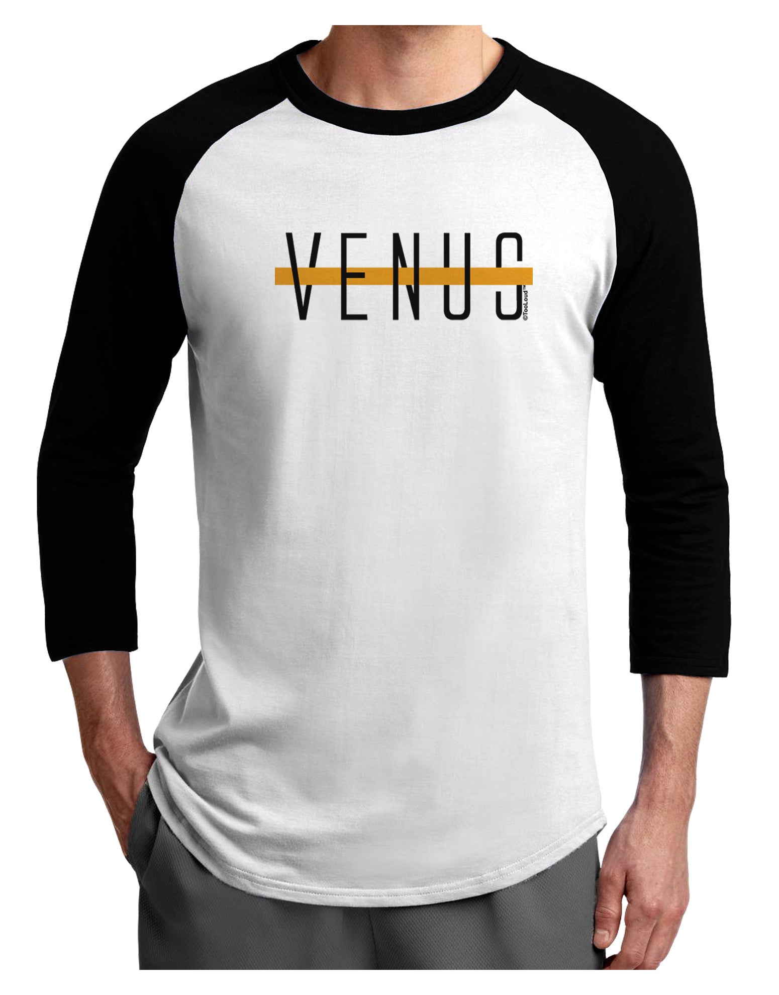 Planet Venus Text Only Adult Raglan Shirt-Raglan Shirt-TooLoud-White-Black-X-Small-Davson Sales