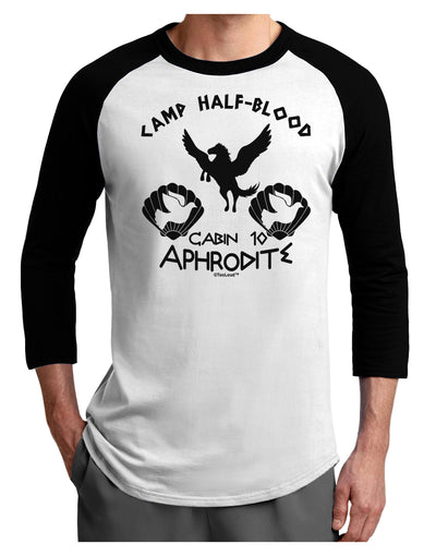 Cabin 10 Aphrodite Camp Half Blood Adult Raglan Shirt-TooLoud-White-Black-X-Small-Davson Sales