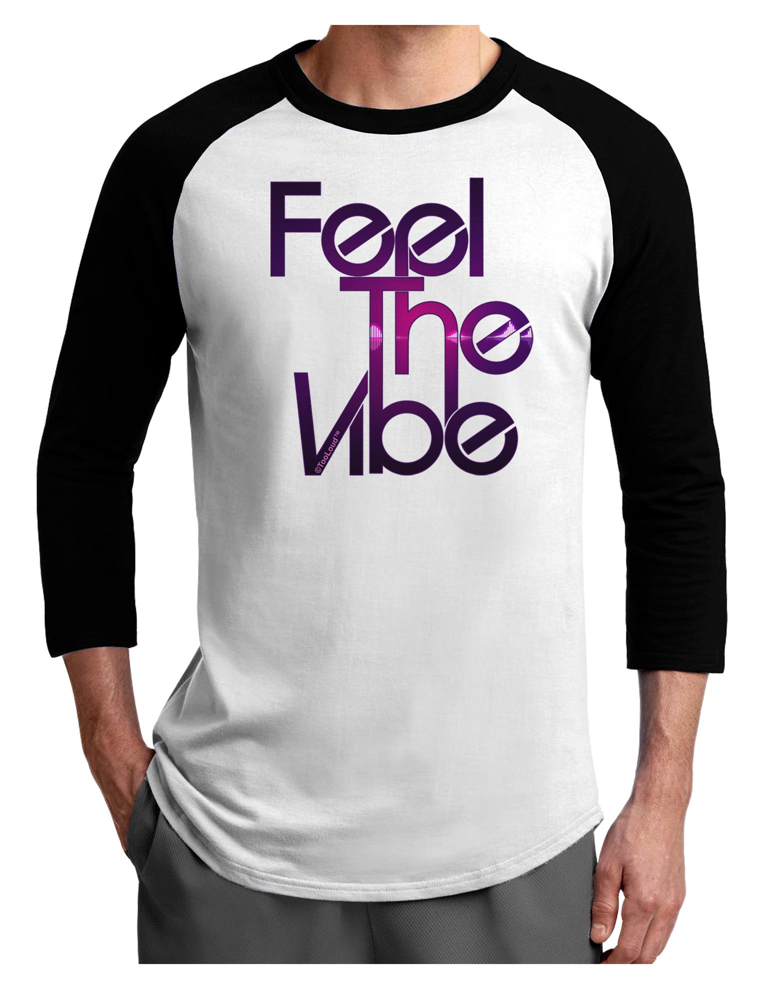 Feel The Vibe Adult Raglan Shirt-Raglan Shirt-TooLoud-White-Black-X-Small-Davson Sales
