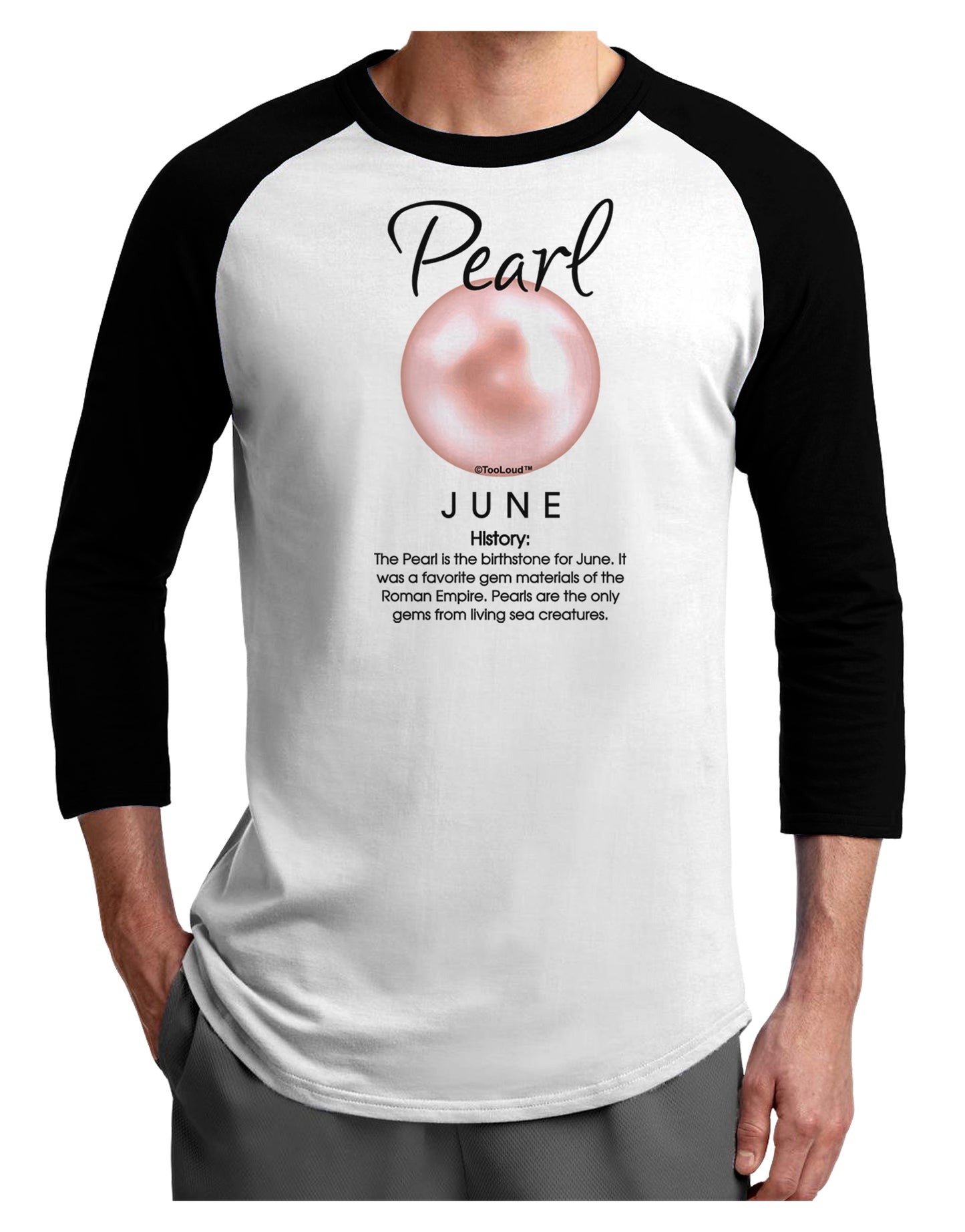 Birthstone Pearl Adult Raglan Shirt-Raglan Shirt-TooLoud-White-Black-X-Small-Davson Sales