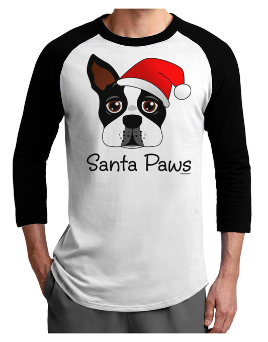 Santa Paws Christmas Dog Adult Raglan Shirt-TooLoud-White-Black-X-Small-Davson Sales