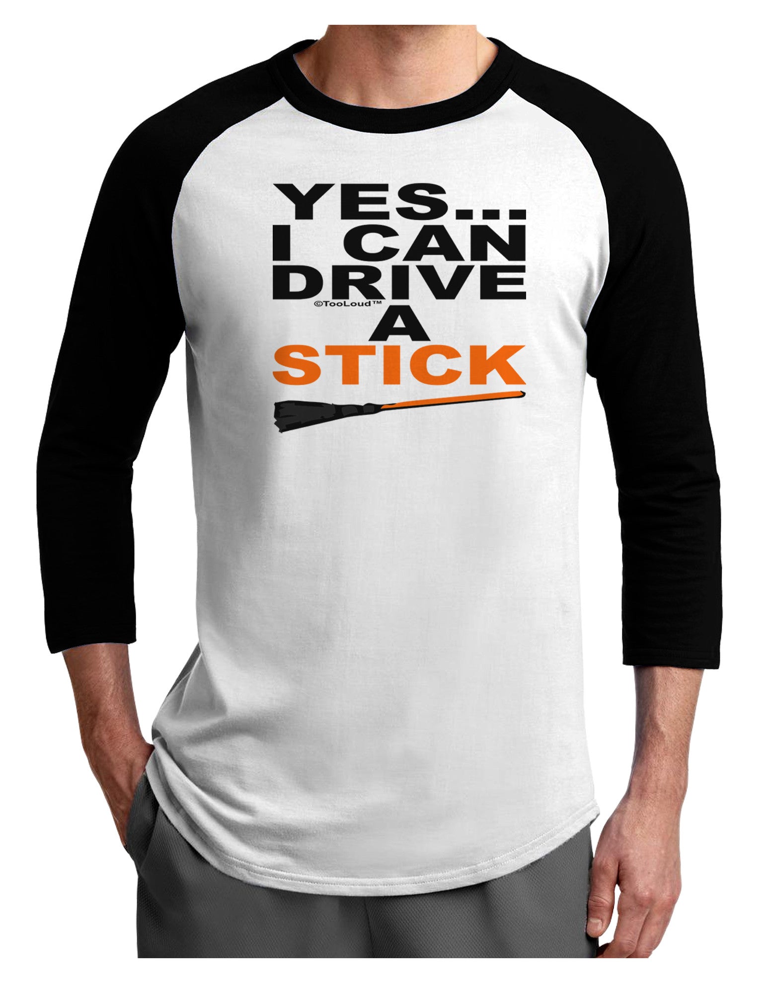Drive Stick Orange Adult Raglan Shirt-Raglan Shirt-TooLoud-White-Black-X-Small-Davson Sales