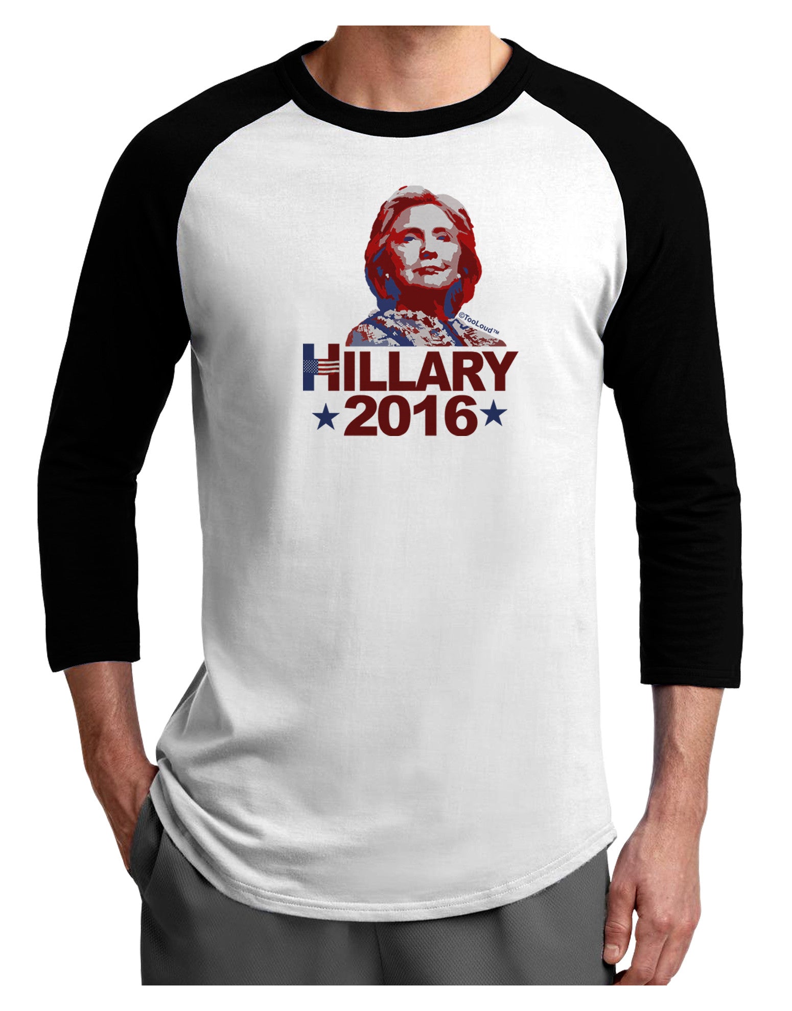 Hillary 2016 Face Adult Raglan Shirt-Raglan Shirt-TooLoud-White-Black-X-Small-Davson Sales