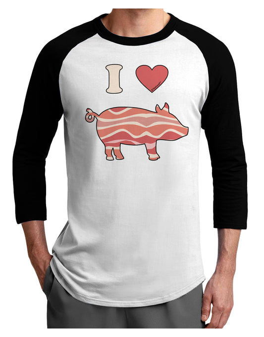 I Heart My Bacon Pig Silhouette Adult Raglan Shirt by TooLoud-TooLoud-White-Black-X-Small-Davson Sales