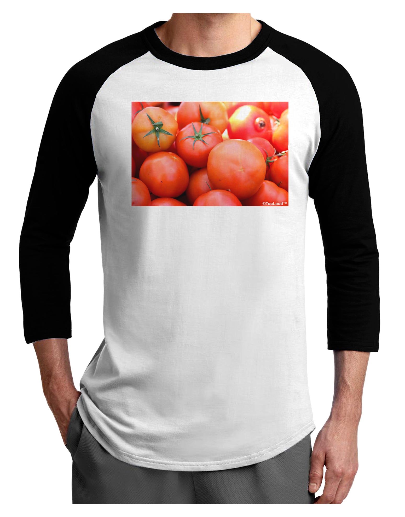 Buy Local Produce Tomatoes Adult Raglan Shirt-TooLoud-White-Black-X-Small-Davson Sales