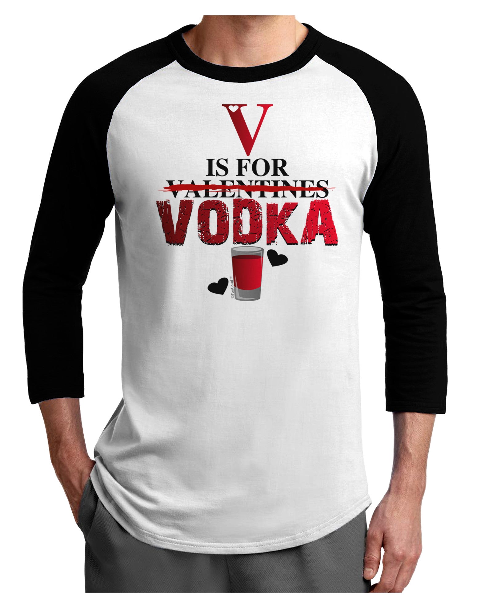 V Is For Vodka Adult Raglan Shirt-Raglan Shirt-TooLoud-White-Black-X-Small-Davson Sales