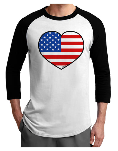 American Flag Heart Design Adult Raglan Shirt by TooLoud-TooLoud-White-Black-X-Small-Davson Sales