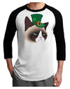 Leprechaun Disgruntled Cat Adult Raglan Shirt-TooLoud-White-Black-X-Small-Davson Sales