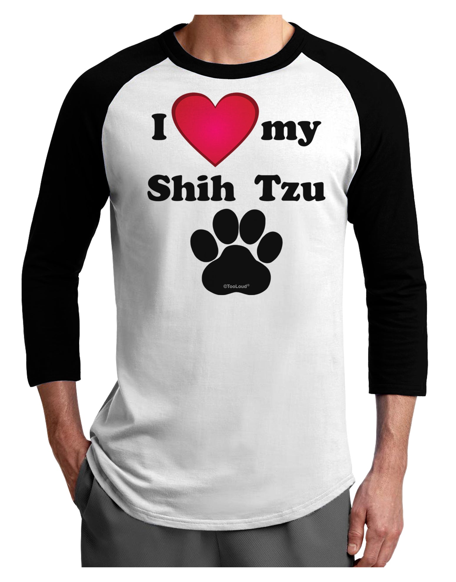 I Heart My Shih Tzu Adult Raglan Shirt by TooLoud-TooLoud-White-Black-X-Small-Davson Sales