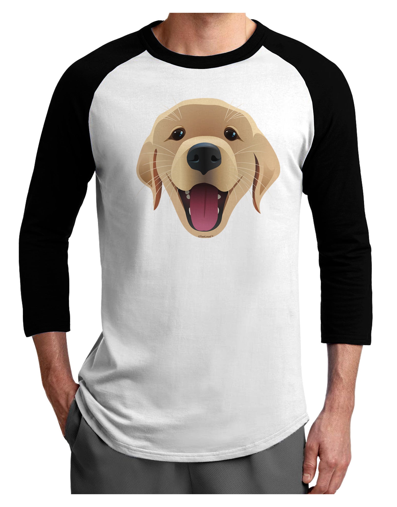 Cute Golden Retriever Puppy Face Adult Raglan Shirt-TooLoud-White-Black-X-Small-Davson Sales