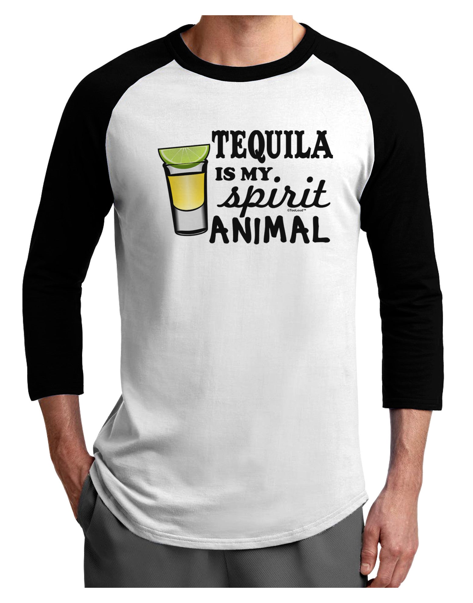 Tequila Is My Spirit Animal Adult Raglan Shirt-Raglan Shirt-TooLoud-White-Black-X-Small-Davson Sales