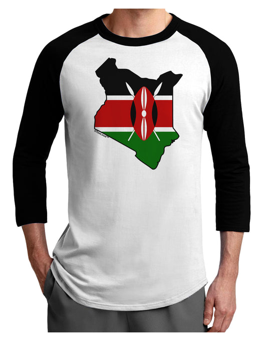 Kenya Flag Silhouette Adult Raglan Shirt-TooLoud-White-Black-X-Small-Davson Sales