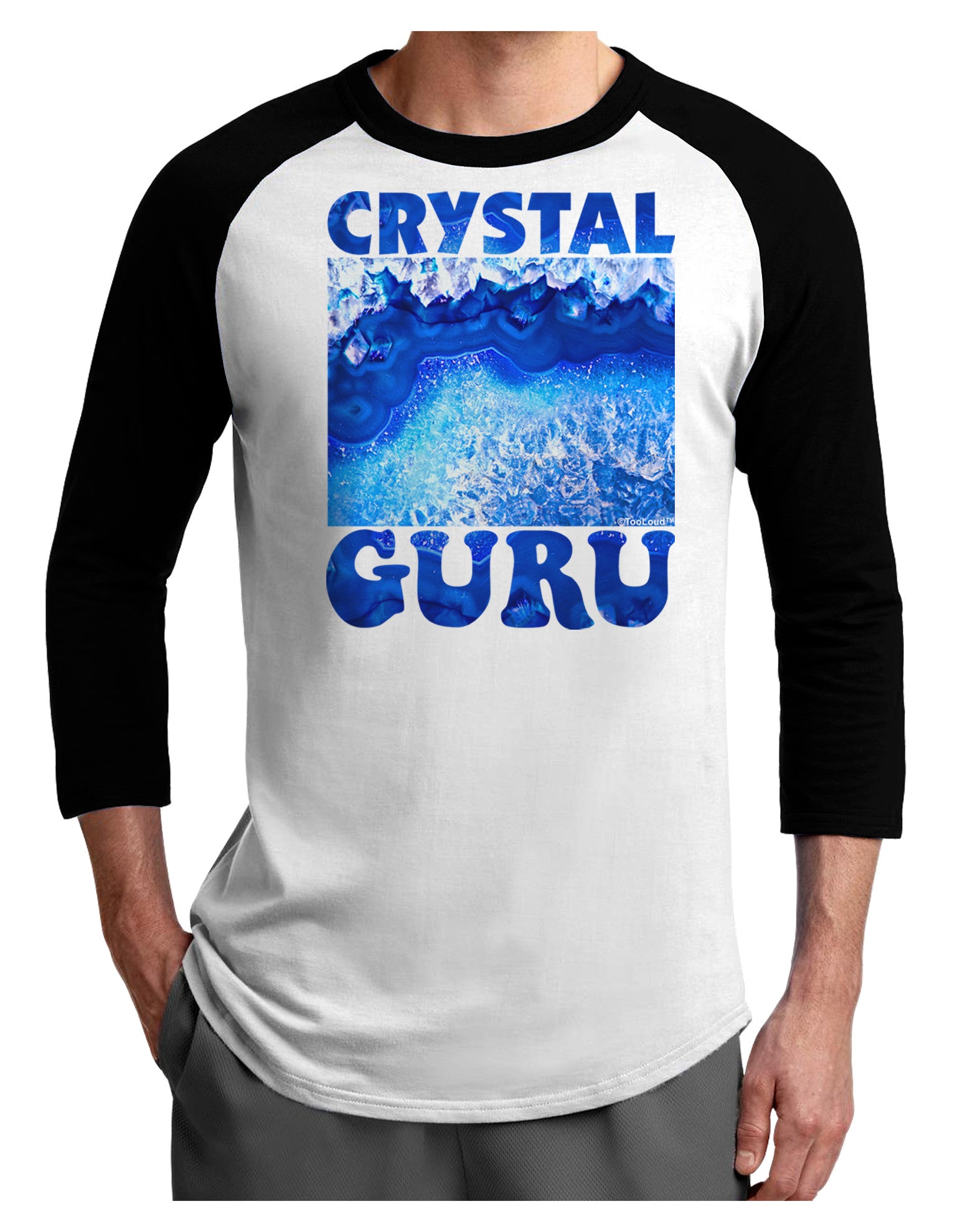 Crystal Guru Adult Raglan Shirt-Raglan Shirt-TooLoud-White-Black-X-Small-Davson Sales