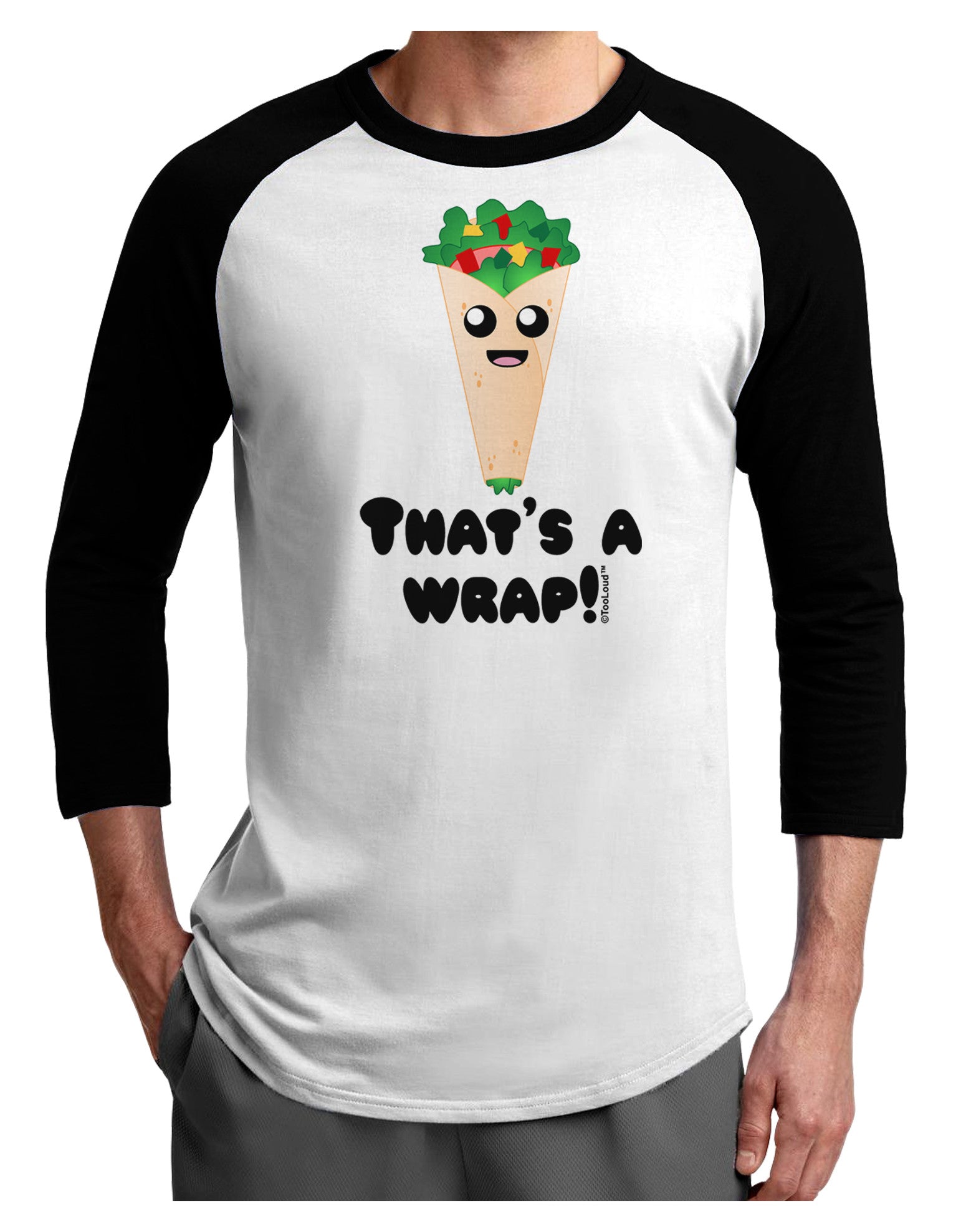 Thats A Wrap Cute Wrap Adult Raglan Shirt-TooLoud-White-Black-X-Small-Davson Sales