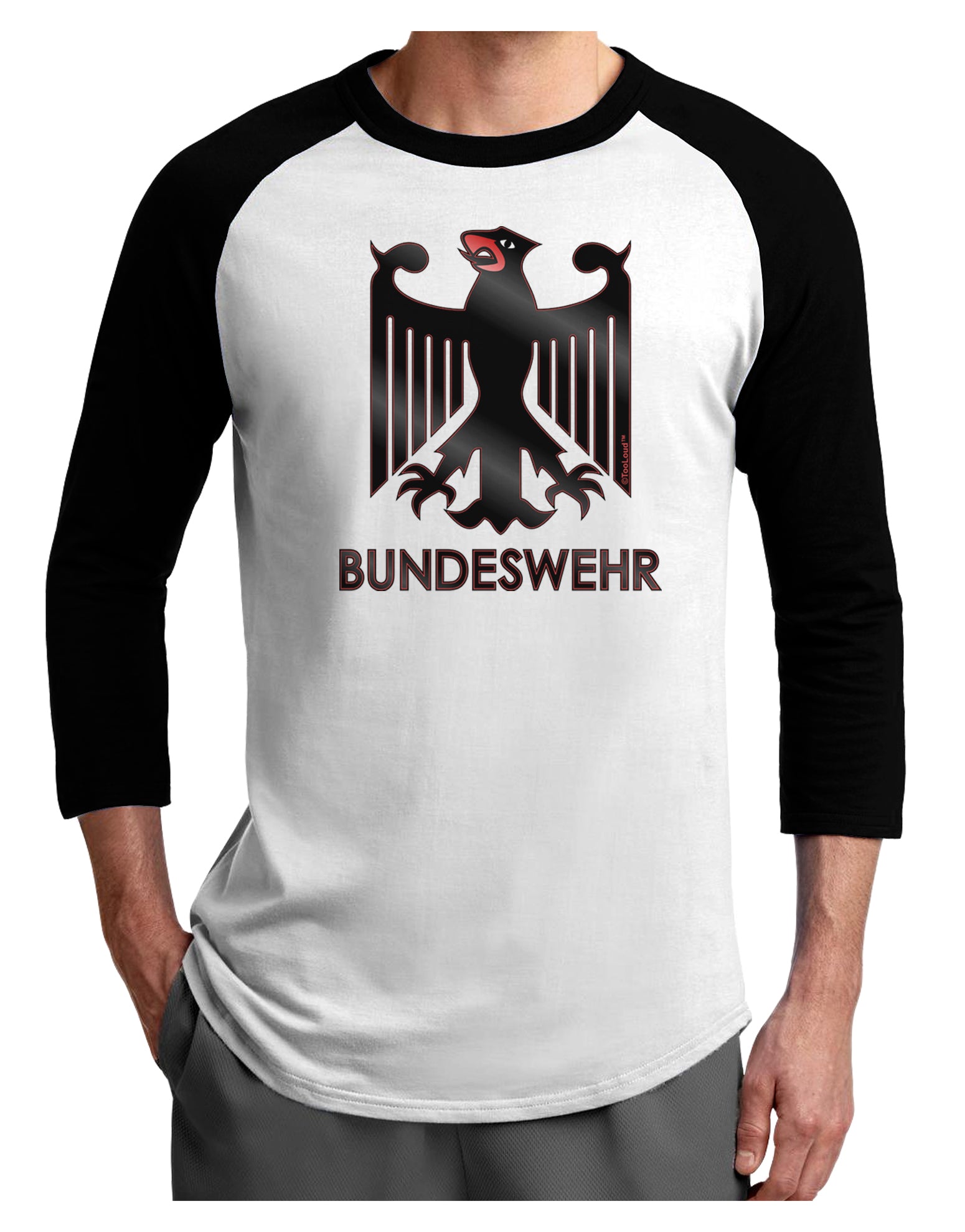 Bundeswehr Logo with Text Adult Raglan Shirt-Raglan Shirt-TooLoud-White-Black-X-Small-Davson Sales