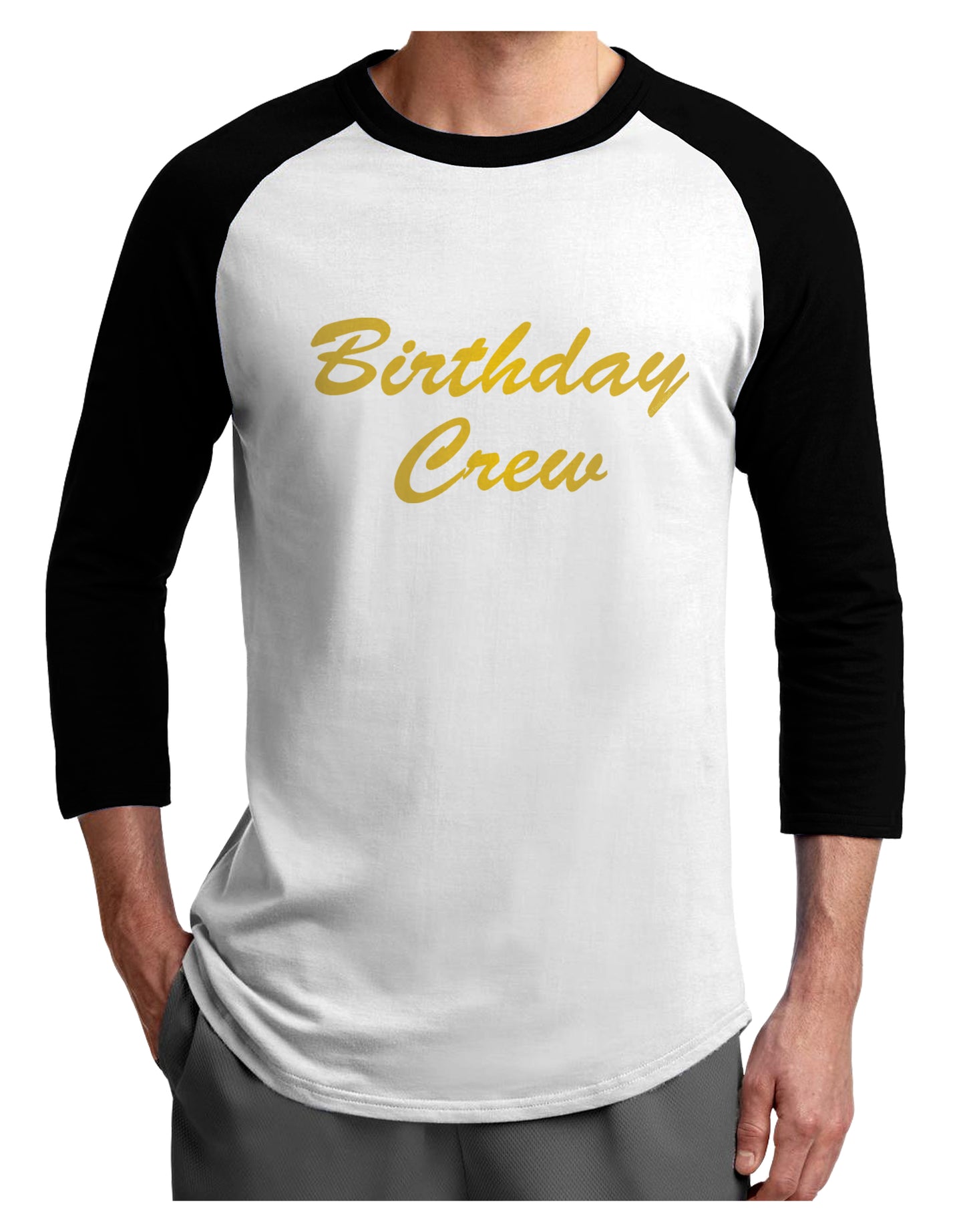 Birthday Crew Text Adult Raglan Shirt by TooLoud-TooLoud-White-Black-X-Small-Davson Sales