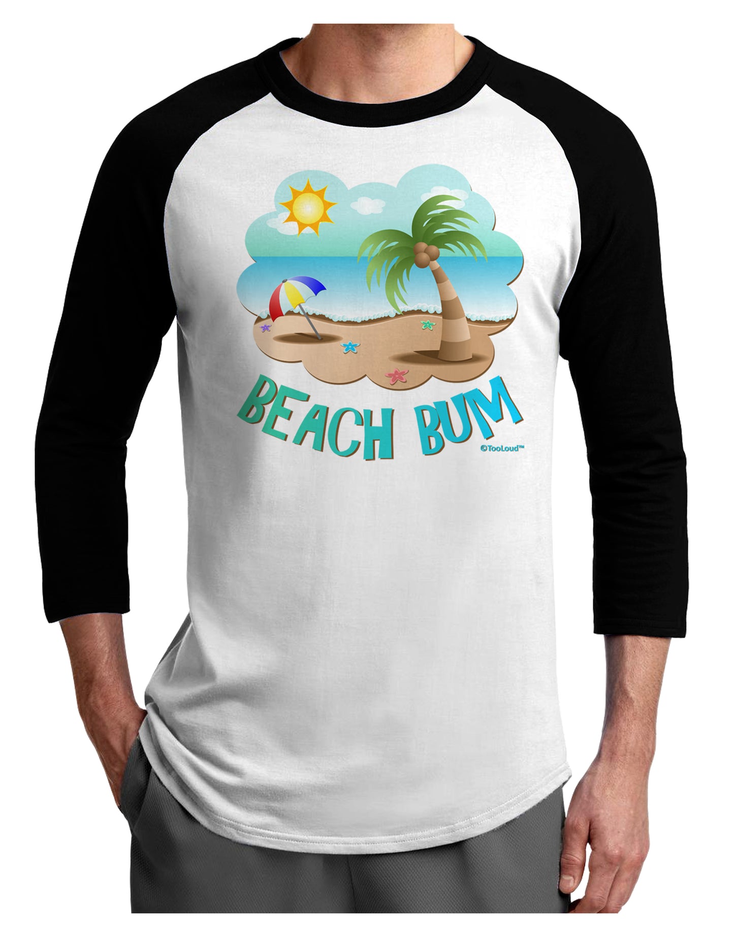 Fun Summer Beach Scene - Beach Bum Adult Raglan Shirt by TooLoud-TooLoud-White-Black-X-Small-Davson Sales