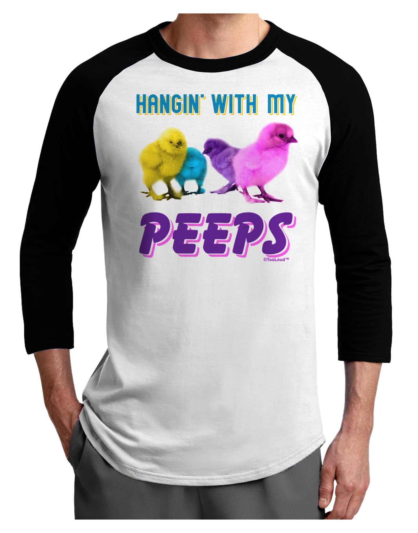 Hangin With My Peeps Adult Raglan Shirt-Raglan Shirt-TooLoud-White-Black-X-Small-Davson Sales
