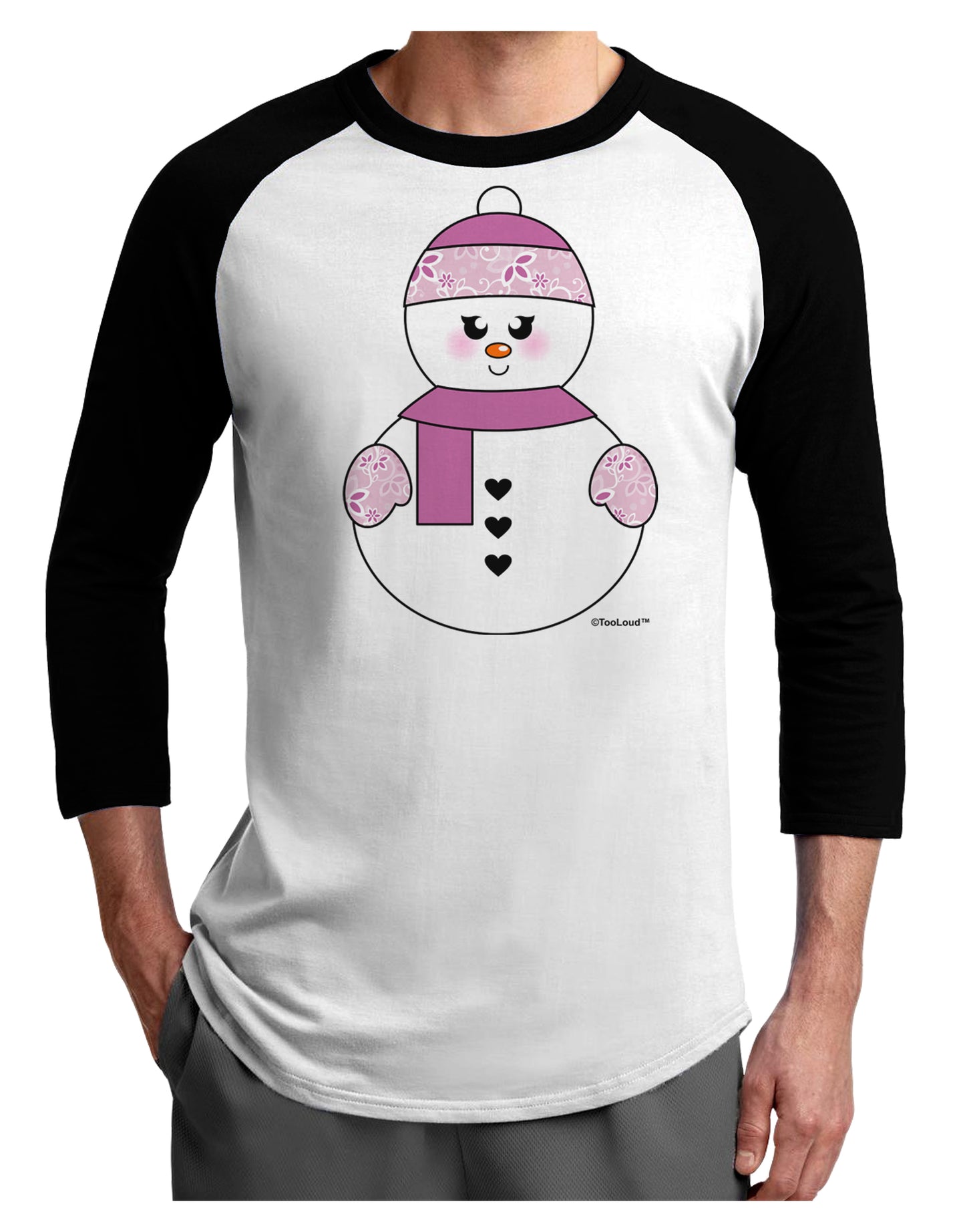 Cute Girl Snowman - Christmas Adult Raglan Shirt by TooLoud-TooLoud-White-Black-X-Small-Davson Sales