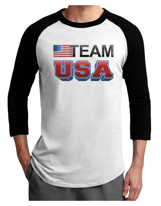 Sporty Team USA Adult Raglan Shirt-Raglan Shirt-TooLoud-White-Black-X-Small-Davson Sales