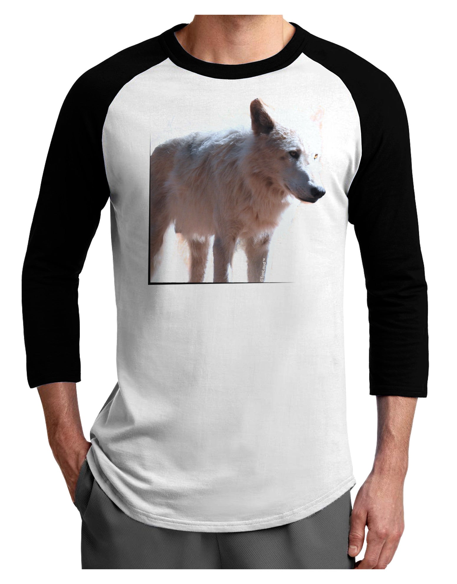 Magnificent Full White Wolf Adult Raglan Shirt-Raglan Shirt-TooLoud-White-Black-X-Small-Davson Sales