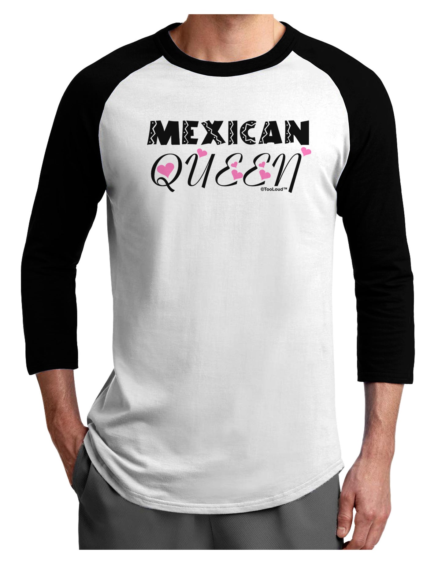 Mexican Queen - Cinco de Mayo Adult Raglan Shirt-TooLoud-White-Black-X-Small-Davson Sales