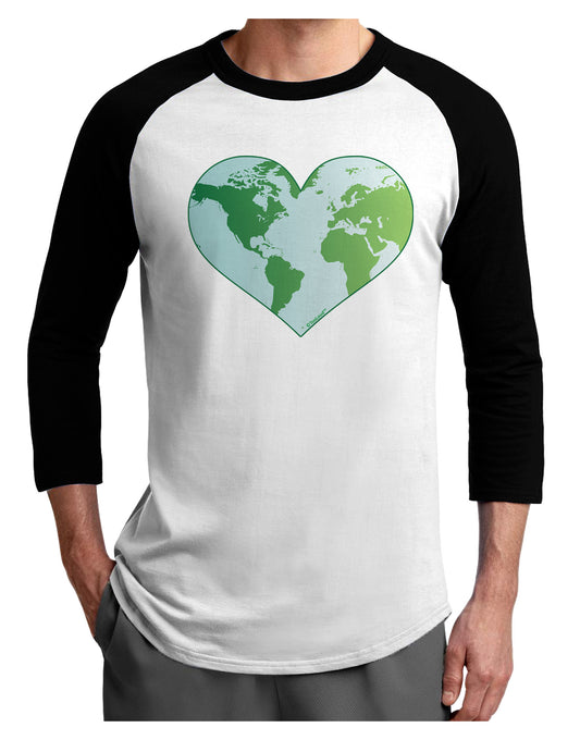TooLoud World Globe Heart Adult Raglan Shirt-TooLoud-White-Black-X-Small-Davson Sales