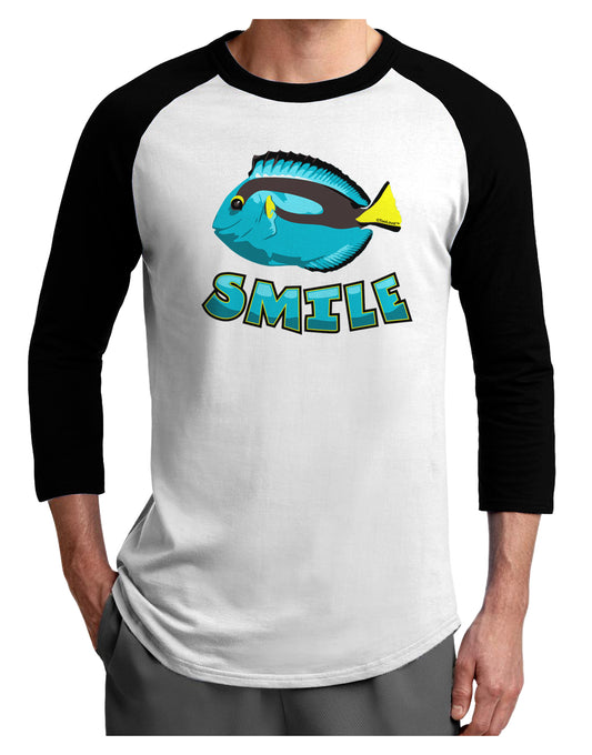 Blue Tang Fish - Smile Adult Raglan Shirt-Raglan Shirt-TooLoud-White-Black-X-Small-Davson Sales