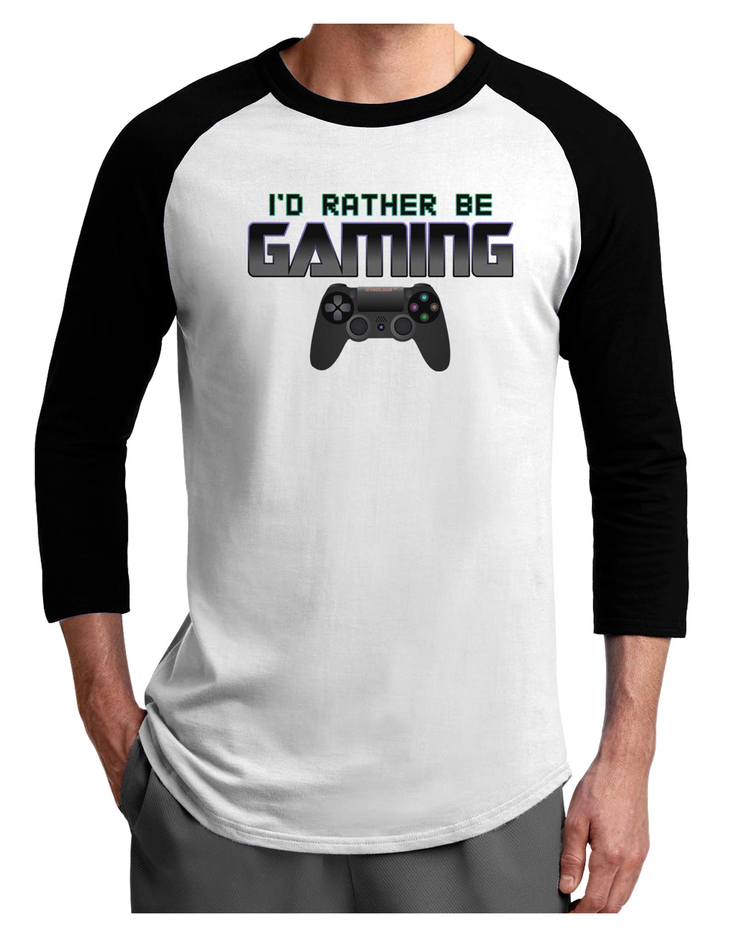 I'd Rather Be Gaming Adult Raglan Shirt-Raglan Shirt-TooLoud-White-Black-X-Small-Davson Sales