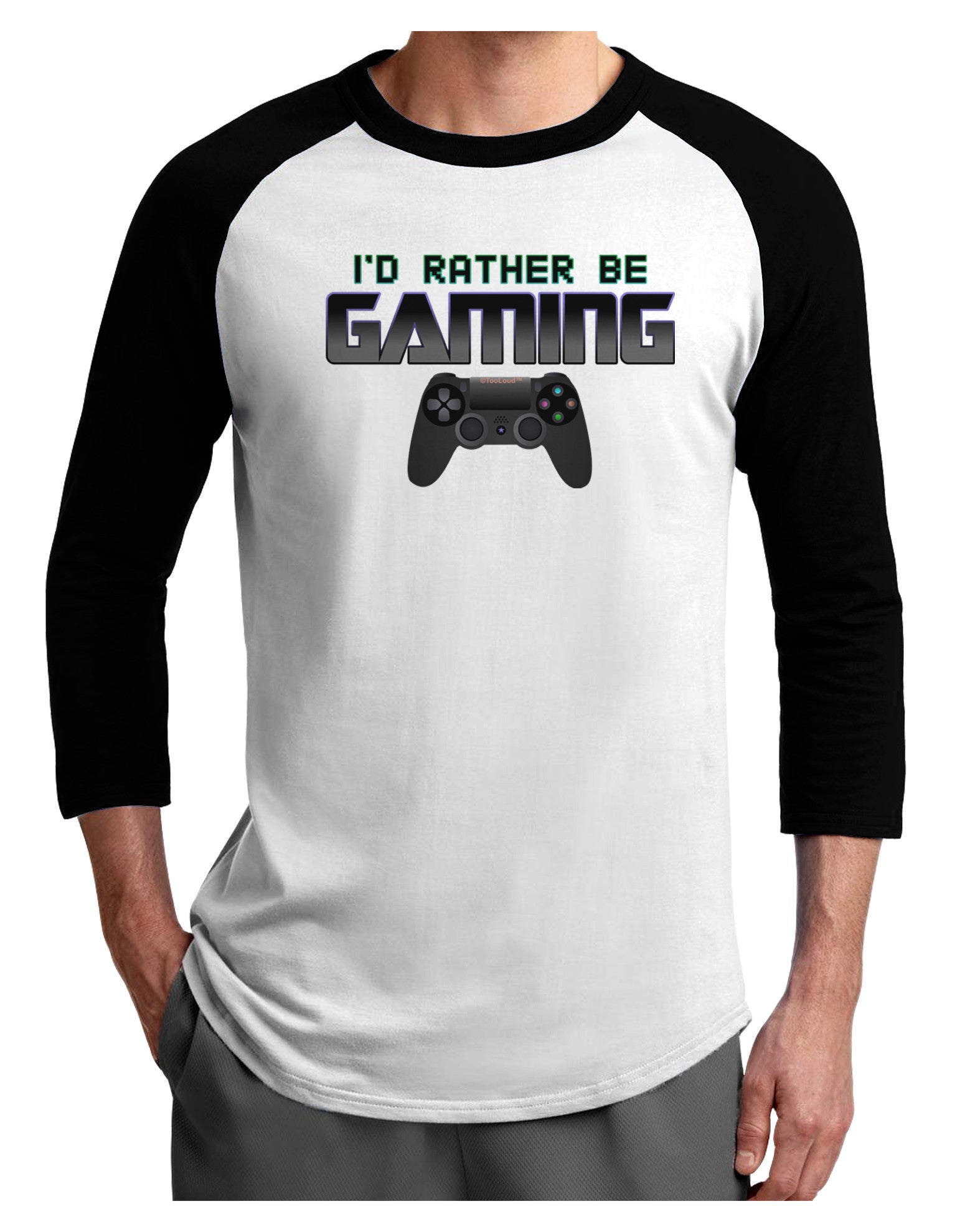 I'd Rather Be Gaming Adult Raglan Shirt-Raglan Shirt-TooLoud-White-Black-X-Small-Davson Sales