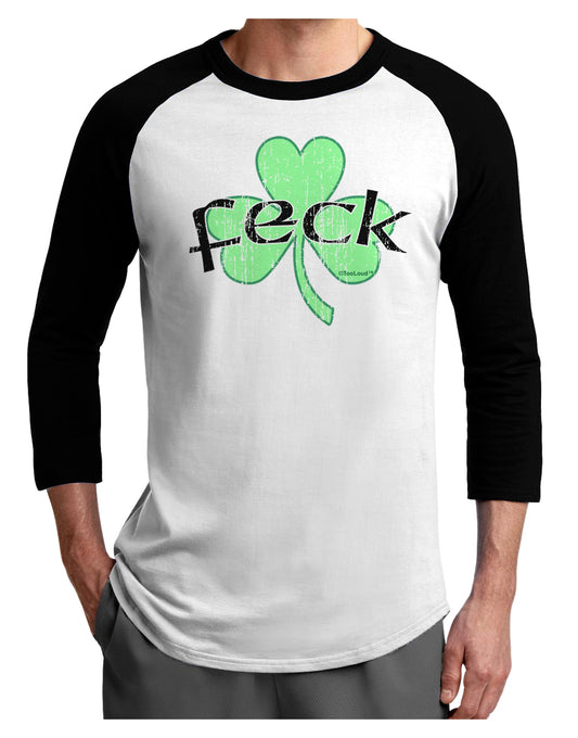 Feck - Clover Distressed Design Adult Raglan Shirt by TooLoud-TooLoud-White-Black-X-Small-Davson Sales