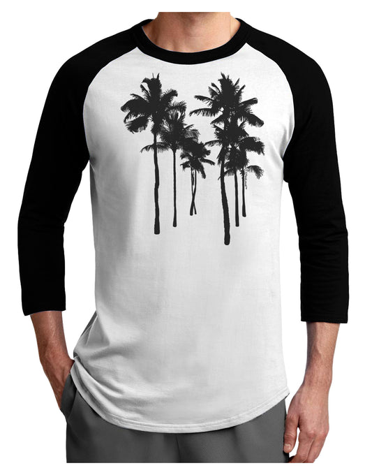 Palm Rows Silhouette Adult Raglan Shirt-Raglan Shirt-TooLoud-White-Black-X-Small-Davson Sales