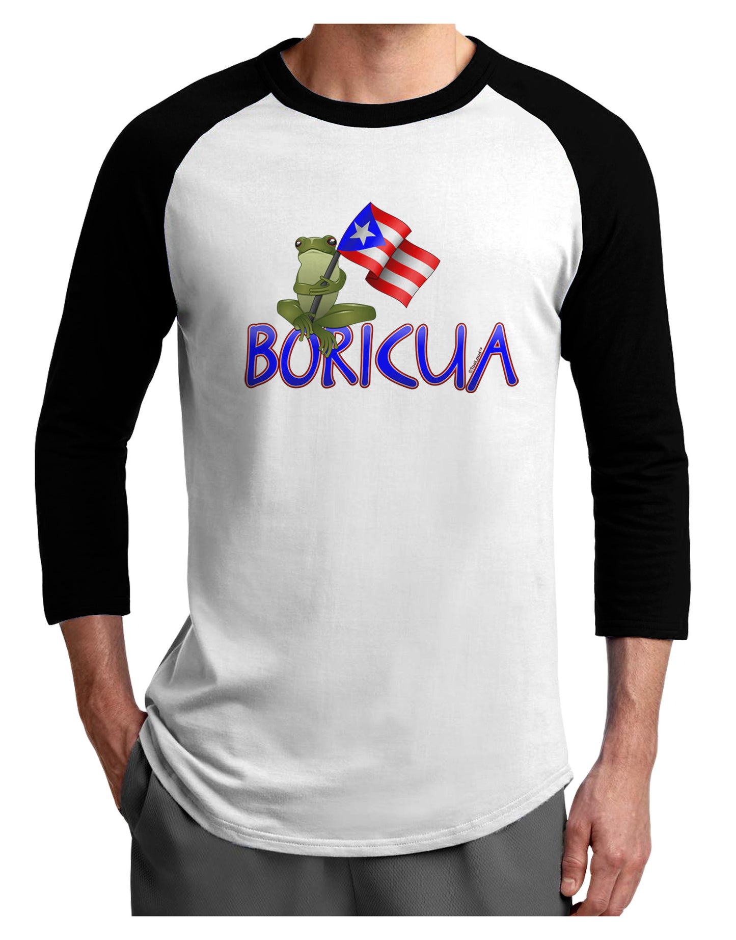 Coqui Boricua Adult Raglan Shirt-Raglan Shirt-TooLoud-White-Black-X-Small-Davson Sales