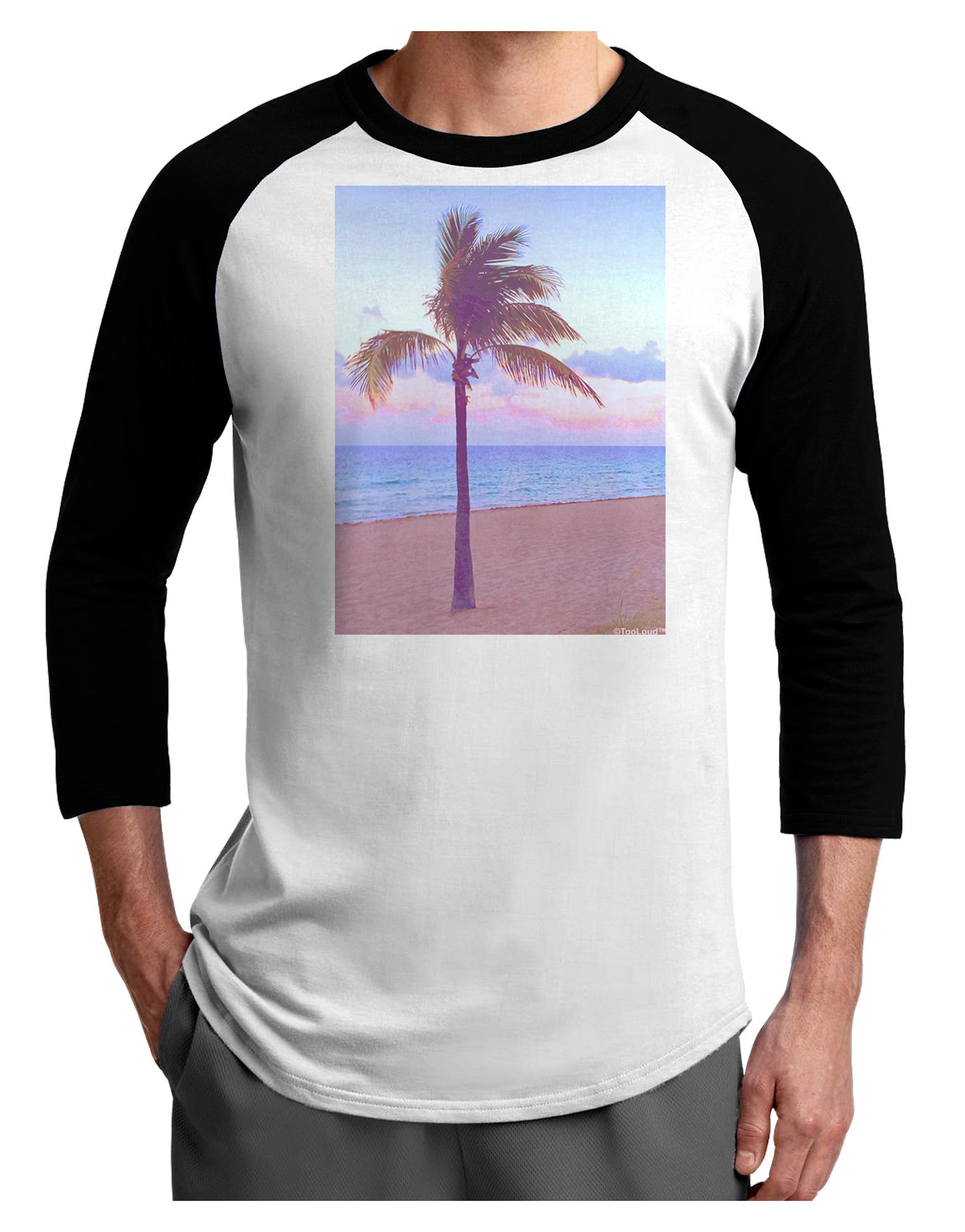 Palm Tree Beach Filter Adult Raglan Shirt-Raglan Shirt-TooLoud-White-Black-X-Small-Davson Sales