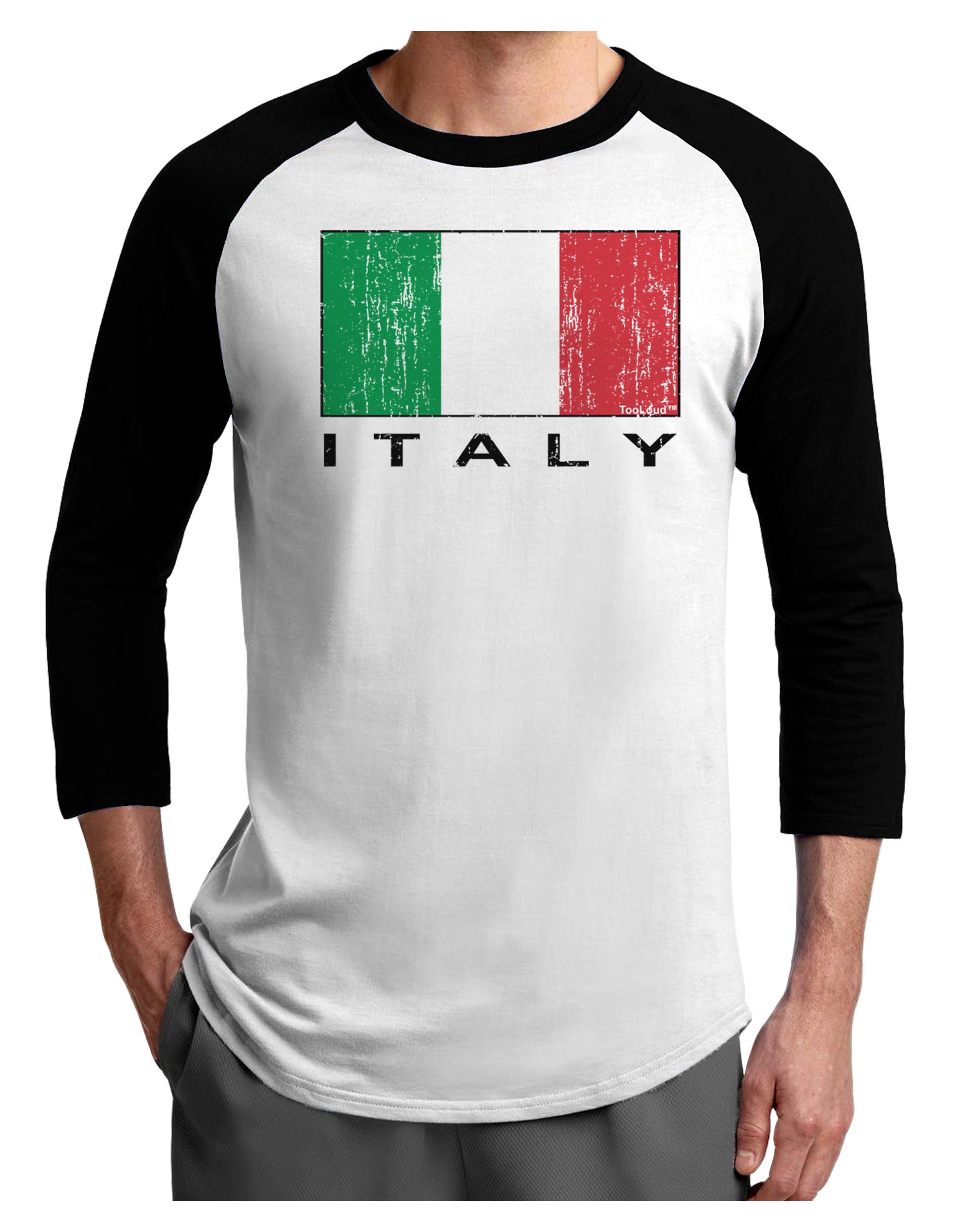 Italian Flag - Italy Text Distressed Adult Raglan Shirt by TooLoud-TooLoud-White-Black-X-Small-Davson Sales