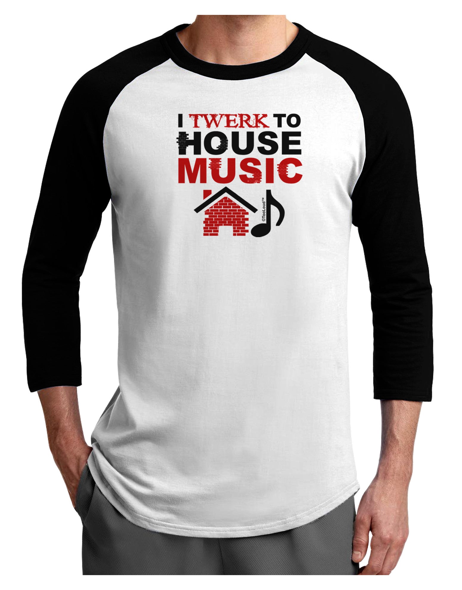Twerk To House Adult Raglan Shirt-Raglan Shirt-TooLoud-White-Black-X-Small-Davson Sales